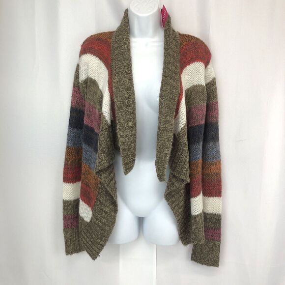 Ashley by 26 International Small Asymmetrical Quirky Stiped Sweater Cardigan - Picture 1 of 11